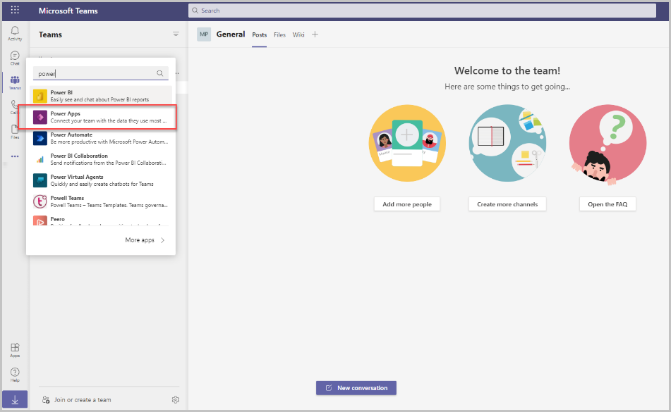 Create a Power App in Teams