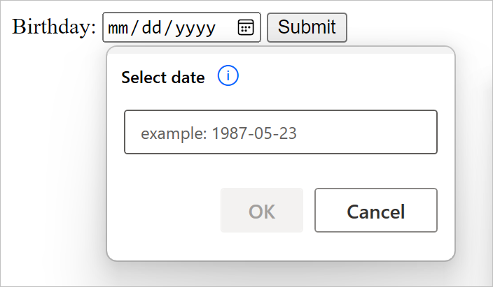 Screenshot of the date picker custom screen. Screenshot of the date picker custom screen.