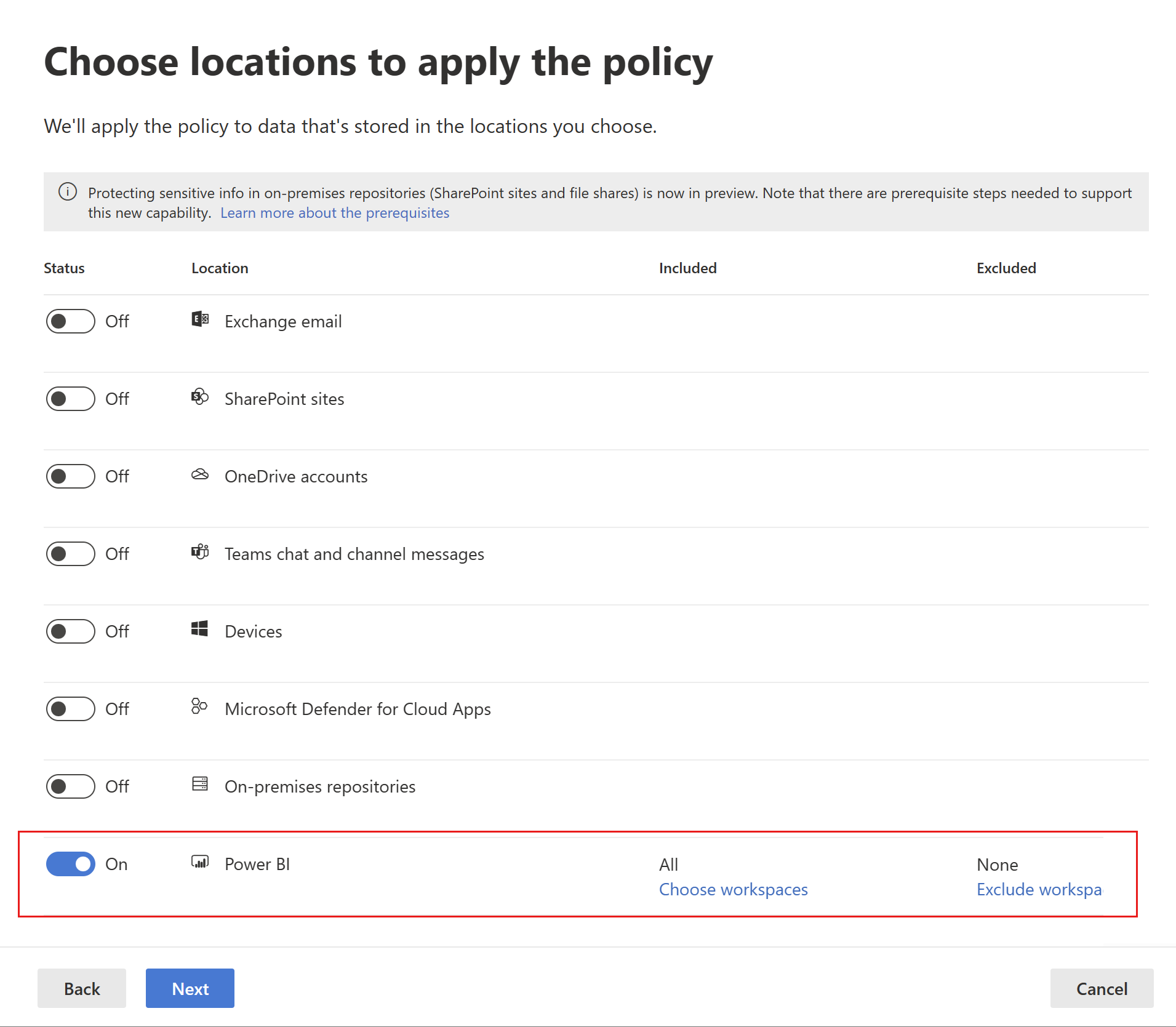 Screenshot of D L P choose location page.