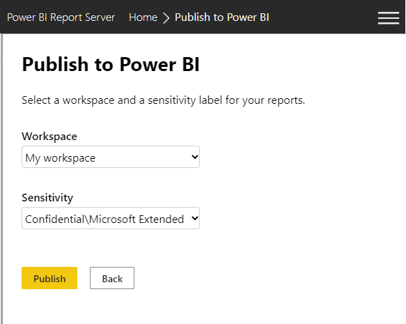 Screenshot showing selecting a workspace in the Power B I service.