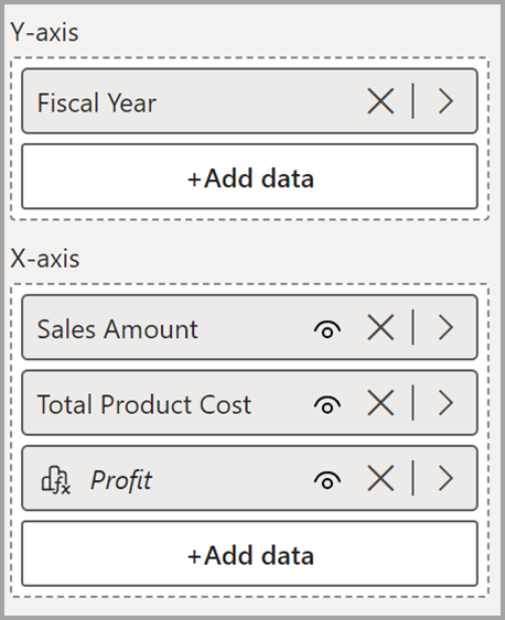 Screenshot of visual calculations being displayed in the list of fields on the visual.
