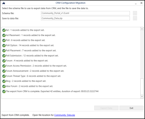 Progress of configuration data export Progress of configuration data export.
