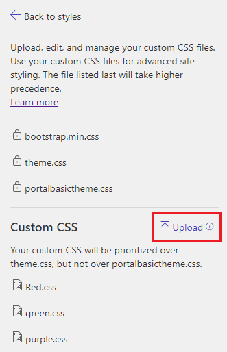 Upload CSS files using design studio.
