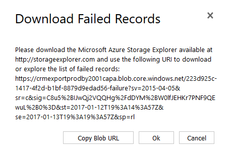 Download failed records dialog box Download failed records dialog box.