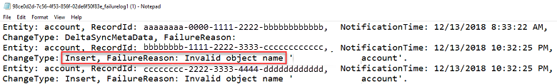 Sample error log Sample error log.