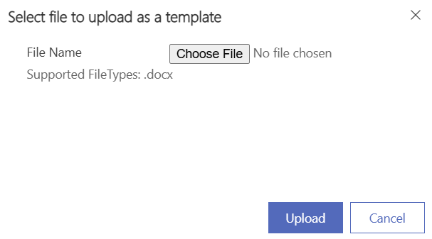 Upload Template dialog box Upload Template dialog box.