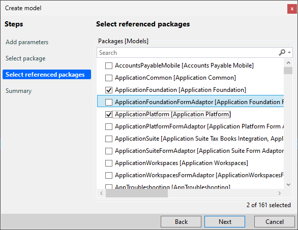 Select referenced packages