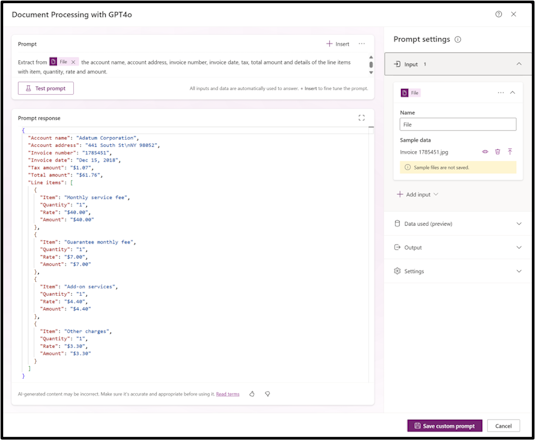 Screenshot of document processing with GPT 4o. Screenshot of document processing with GPT 4o.