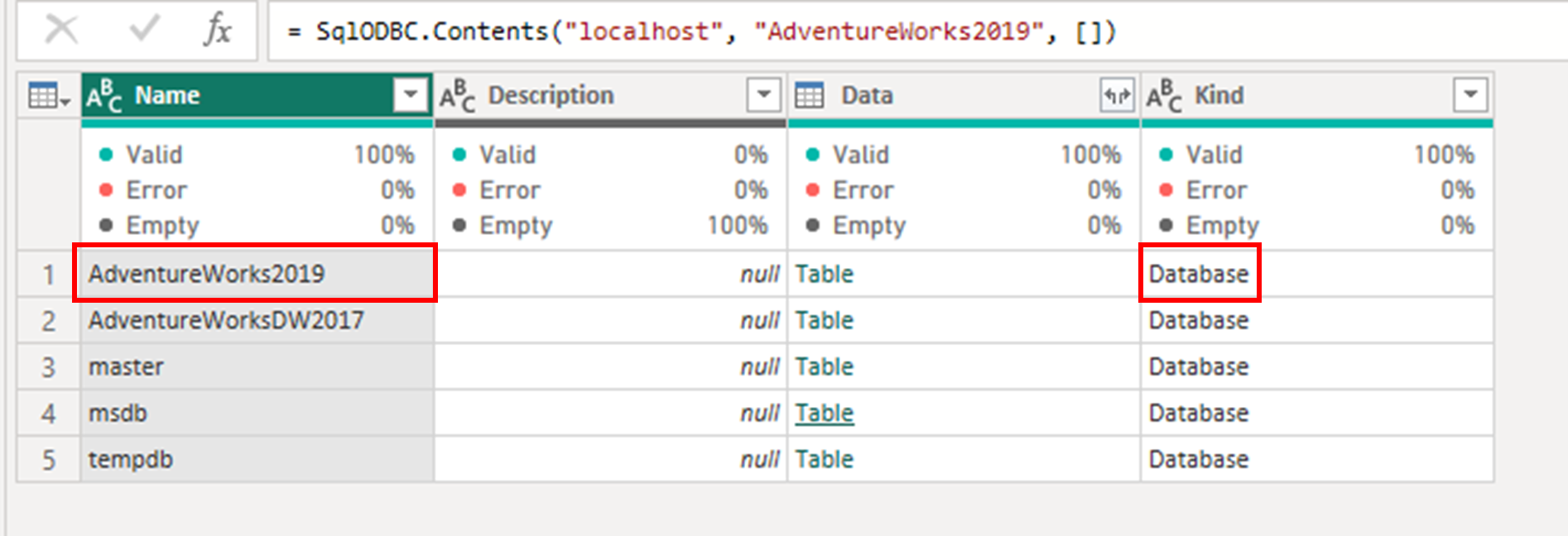 Screenshot of a table that shows the values and fields that were used for the navigation step.