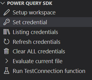 Tasks inside the Power Query SDK section.