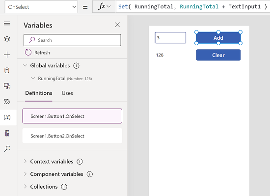 Screenshot of the list of locations where the variable is used.
