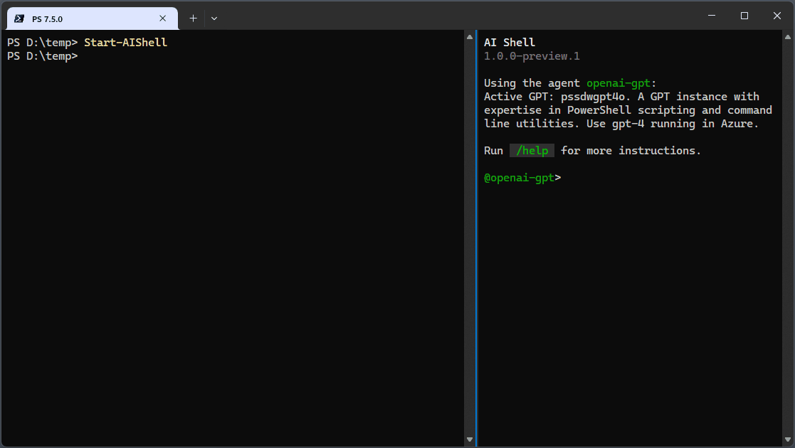 An animation showing Resolving Errors with AI Shell.