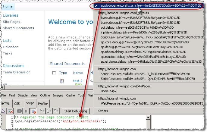 Script debugging with the IE Developer Toolbar