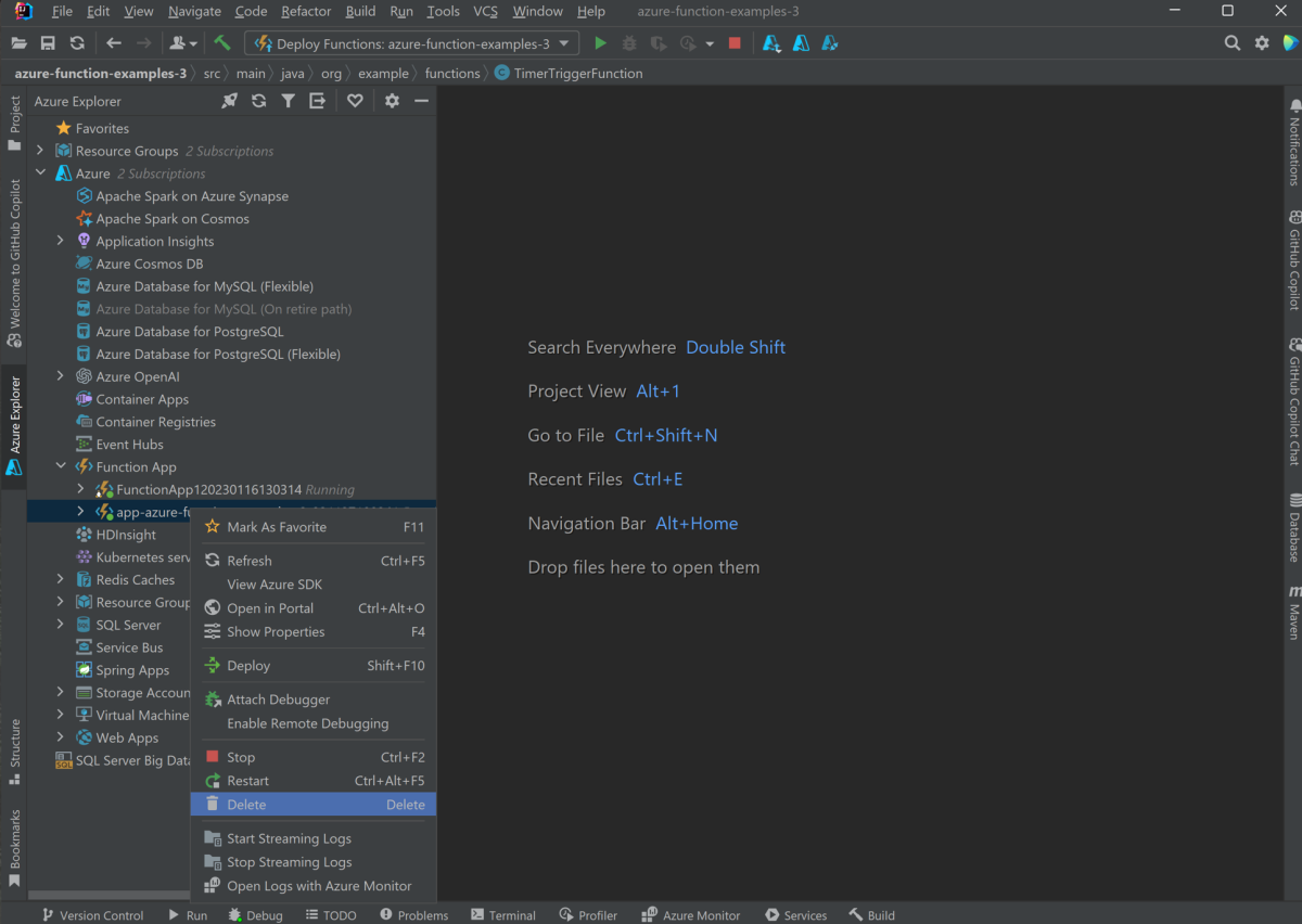 Screenshot shows Delete selected from a context menu.