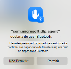 Captura de tela que mostra a solicitação de acesso Bluetooth