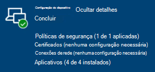 Página de estado da inscrição, Configuração do Dispositivo concluída.