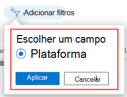 Captura de ecrã que mostra a lista filtrada de filtros por plataforma no Microsoft Intune.