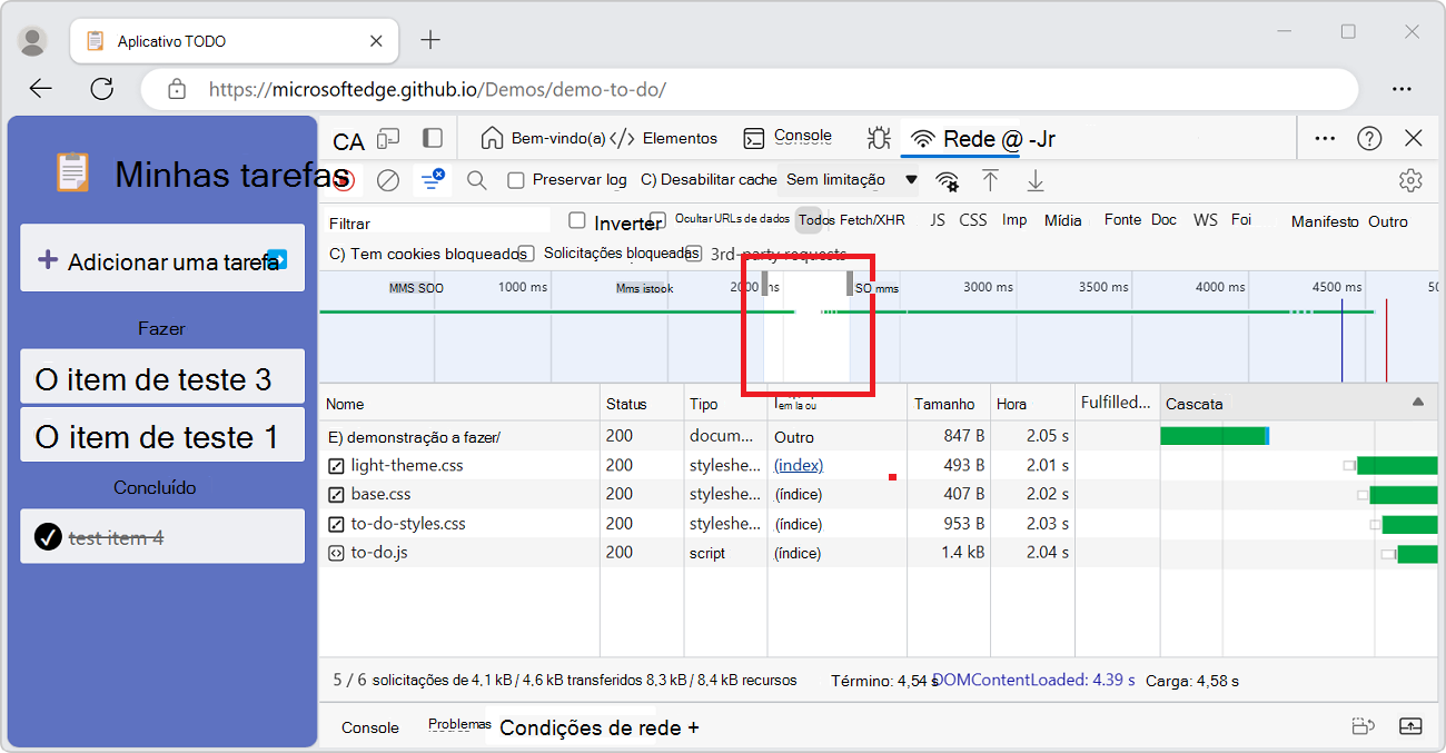 Filtrando todas as solicitações que estavam inativas por volta de 300 ms