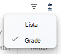 Os usuários podem escolher entre a lista ou a exibição de grade para seus aplicativos