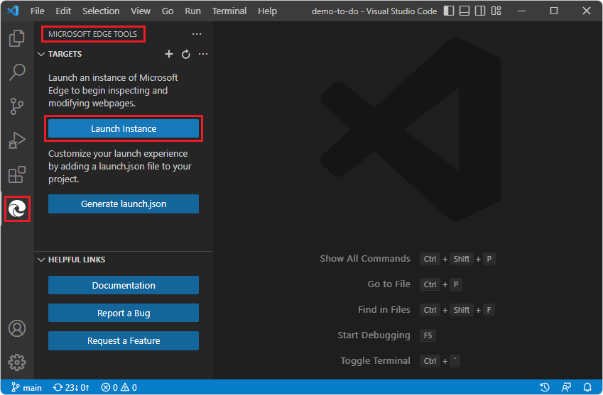 Microsoft Edge DevTools para Visual Studio Code extensão