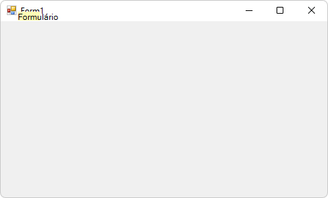 A janela vazia do Form1 do novo projeto WinForms