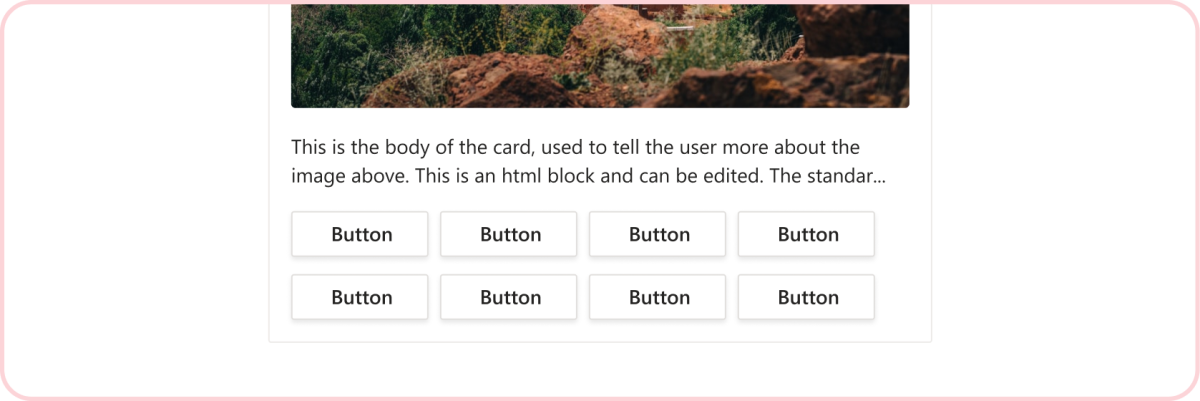 A captura de tela mostra as práticas recomendadas sobre como não sobrecarregar os usuários com demasiadas ações em um Cartão Adaptável.