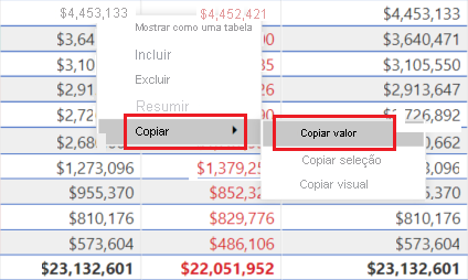 Screenshot that shows how to copy a cell value to use in other applications.