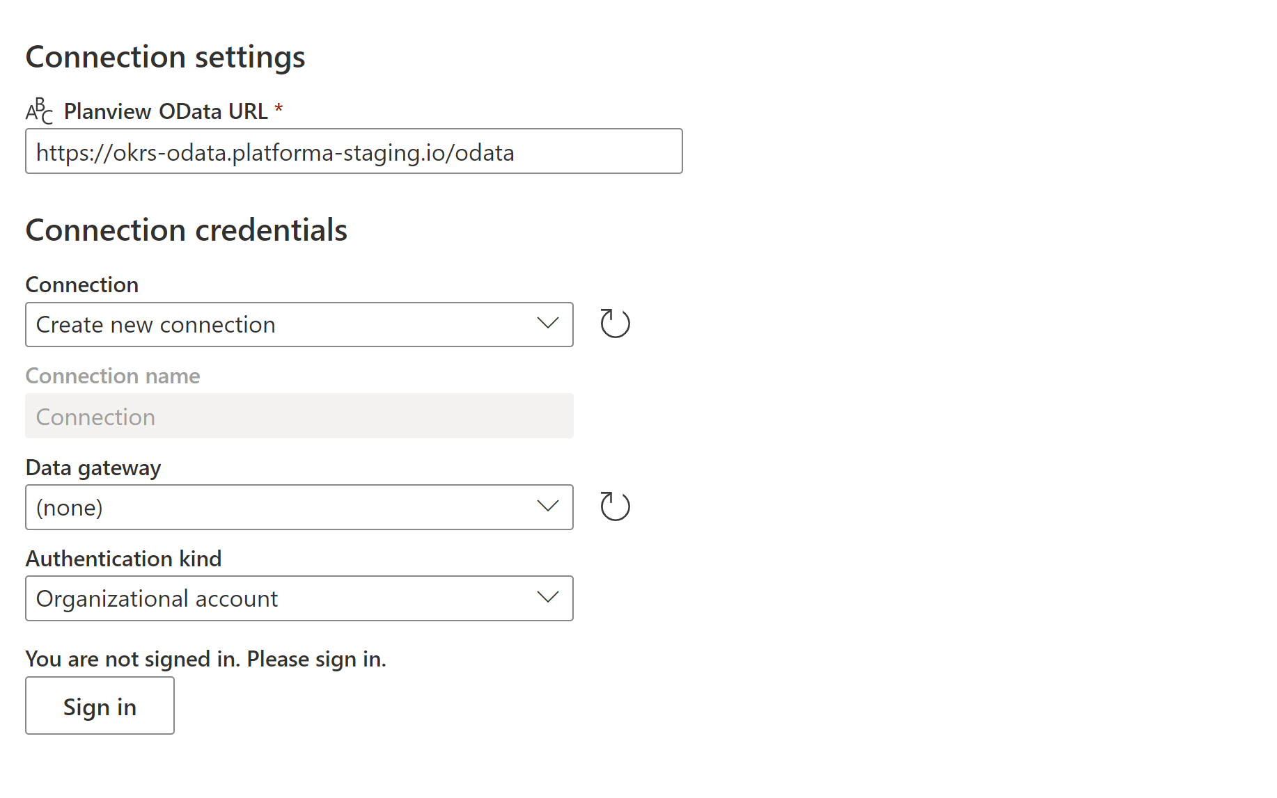 Captura de tela de detalhes do Power Query Online.