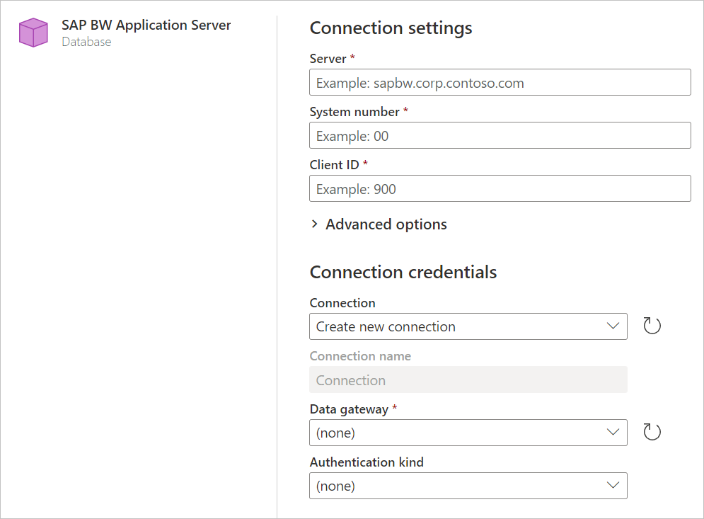 Entrada online do SAP BW Application Server.