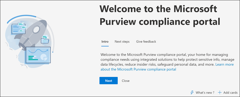 Introdução ao portal de conformidade do Microsoft Purview.