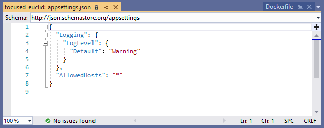 Captura de tela do arquivo aberto para exibição no Visual Studio.