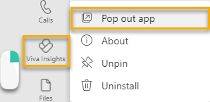 Captura de tela que mostra a opção usar o aplicativo Pop out.