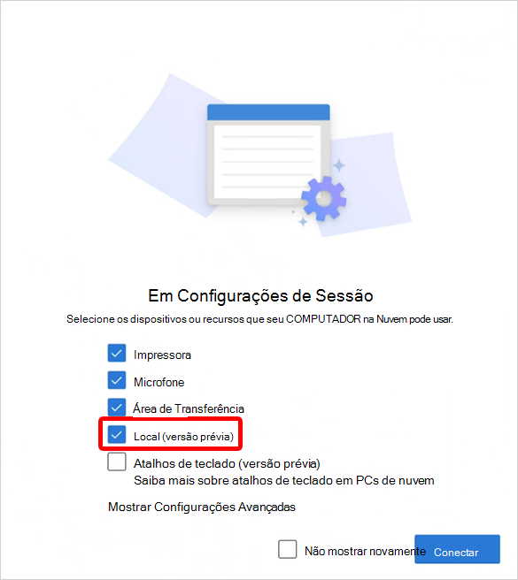 Captura de ecrã a mostrar a opção Redirecionamento de localização.