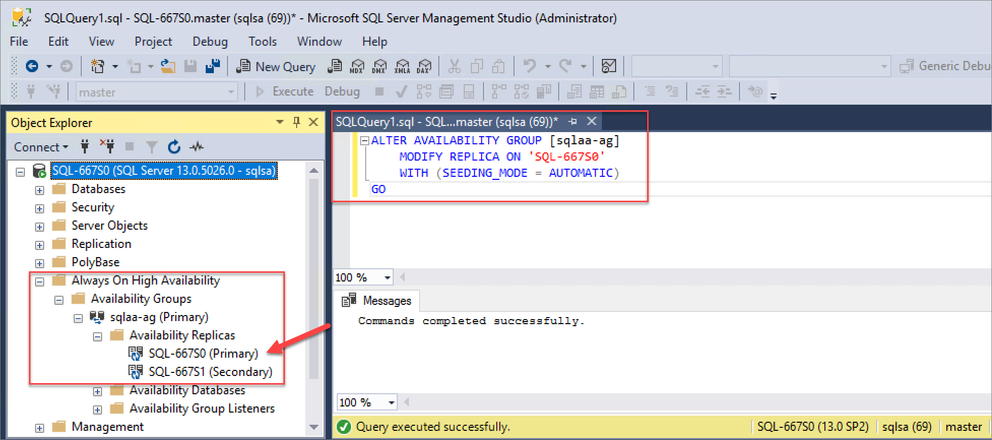 Script de instância do SQL principal