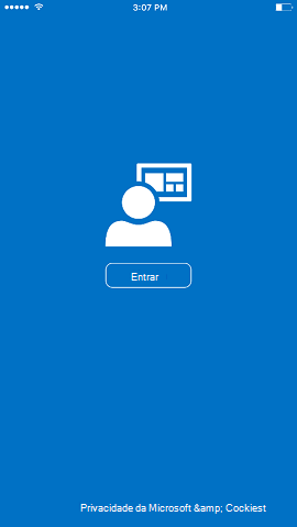 A página de início de sessão do Portal da Empresa, com o ícone de uma pessoa à frente de uma representação gráfica de um site. Abaixo, está o botão "Iniciar sessão". Uma ligação na parte inferior direciona para as informações de Privacidade e Cookies da Microsoft.