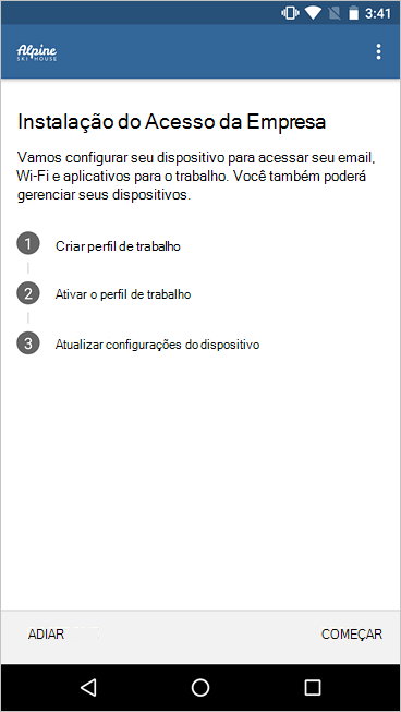 Imagem de exemplo da configuração do perfil de trabalho em Portal da Empresa, mostrando lista de verificação simplificada e novos ícones.