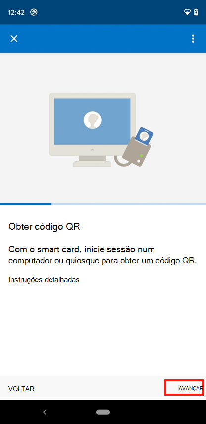 Captura de ecrã de exemplo do ecrã Obter código QR do Portal da Empresa.