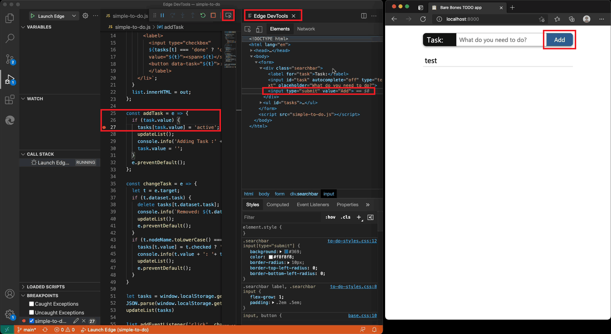 Extensão DevTools integrada com o fluxo de trabalho do Depurador do Visual Studio Code