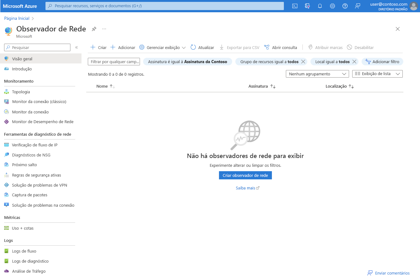 Screenshot of the Network Watcher Get Started page in the Azure portal.