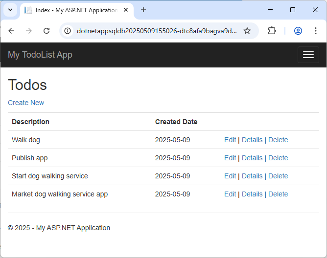Aplicativo ASP.NET publicado no Serviço de Aplicativo do Azure
