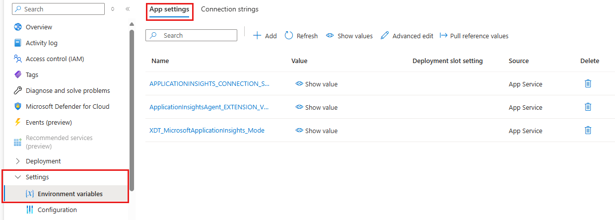 Captura de tela mostrando como navegar para a página Configurações do Aplicativo.