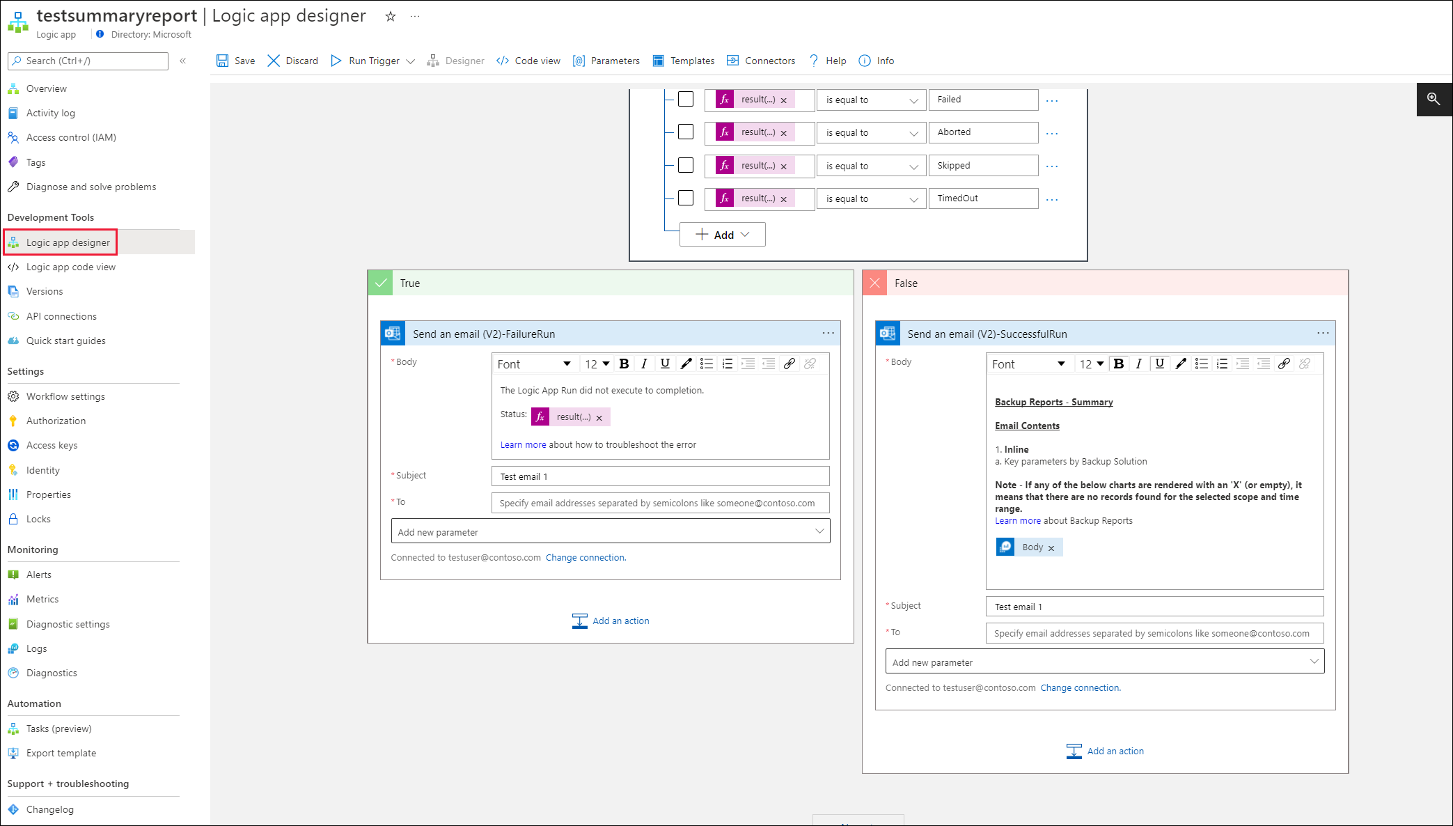 A captura de tela mostra a seleção do Logic App Designer.