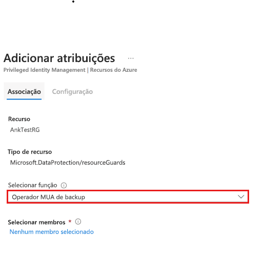 Captura de tela mostrando como adicionar atribuições de associação.