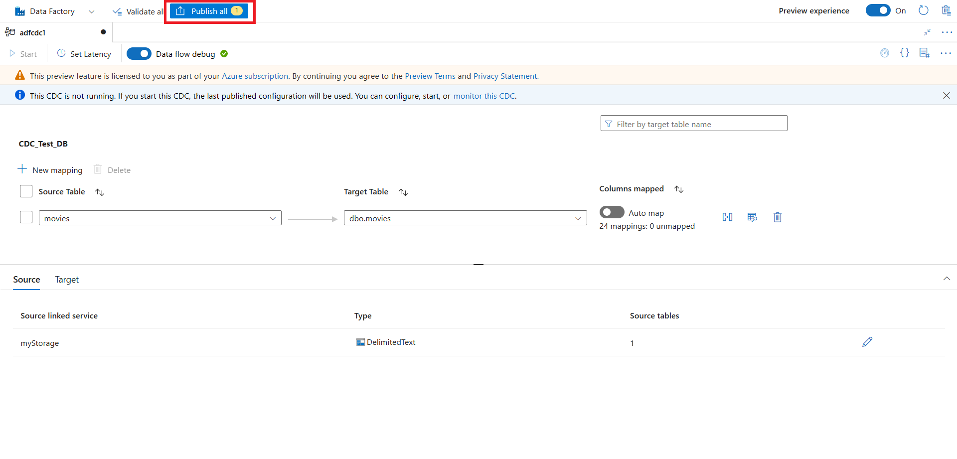 Captura de tela do botão publicar na parte superior da tela.