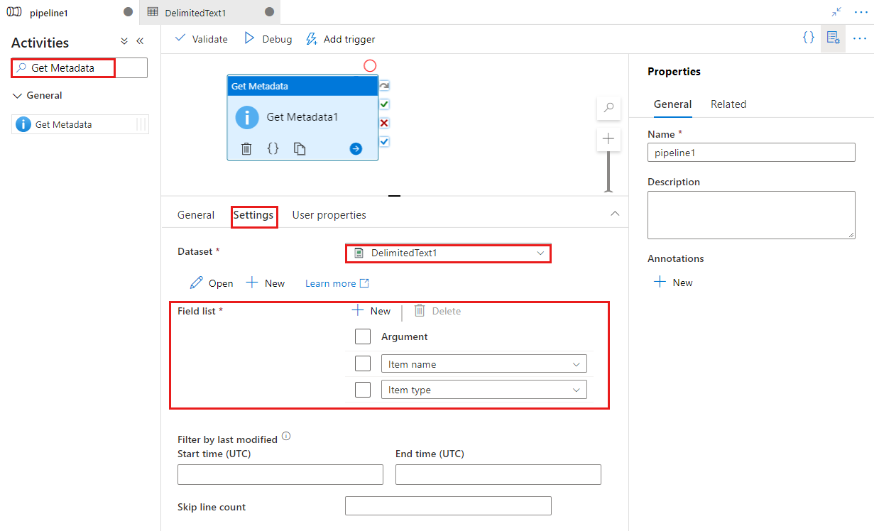 Exibe a interface de usuário para uma atividade de Obter Metadados.