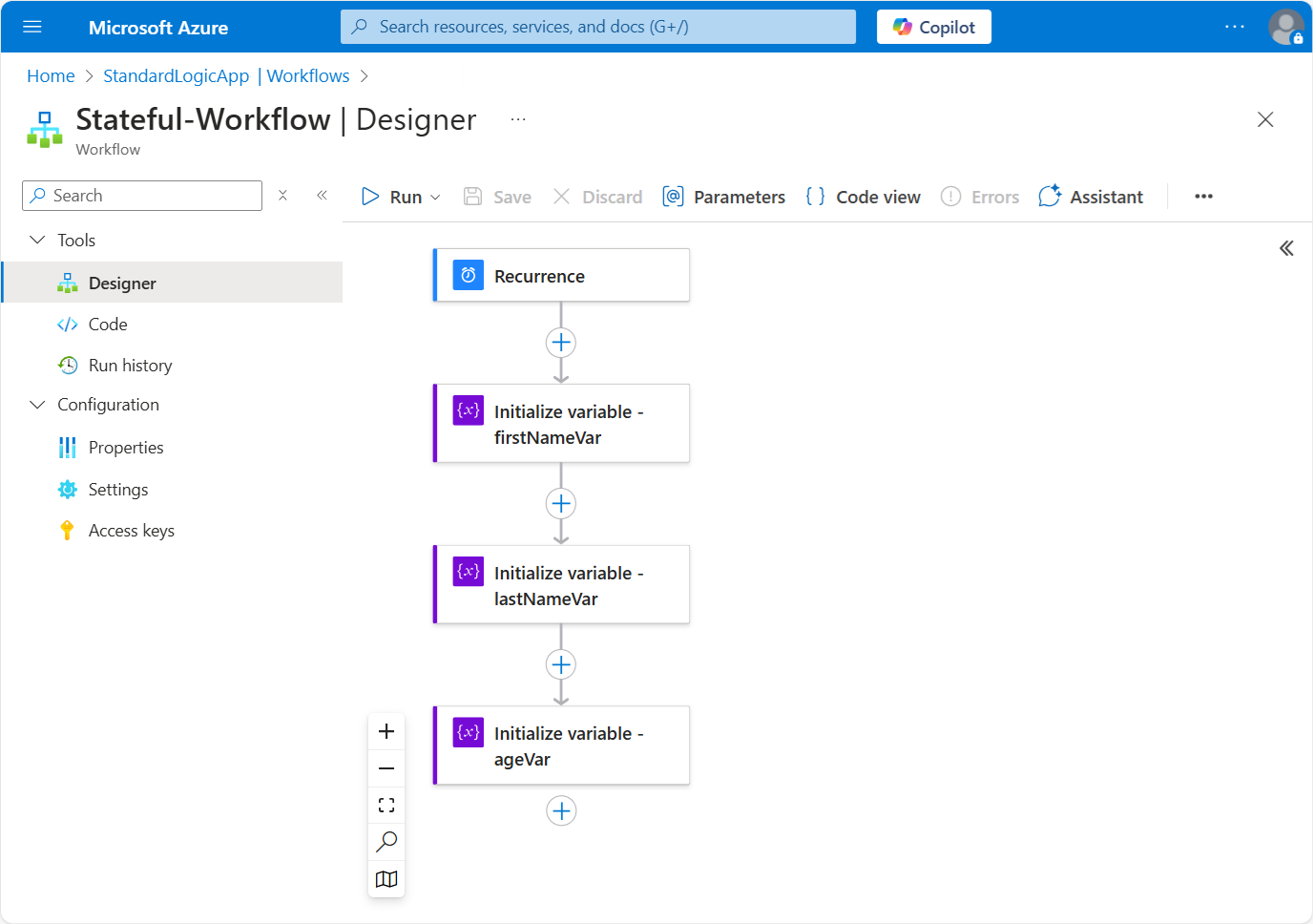 A captura de tela mostra o portal do Azure, o designer de fluxo de trabalho Standard e o fluxo de trabalho de exemplo para a ação Redigir.