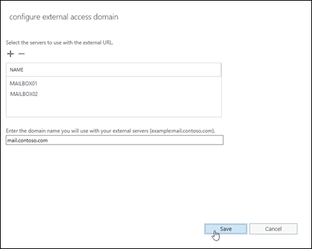 Configure o domínio de acesso externo para o diretório virtual Outlook na Web selecionado no EAC.