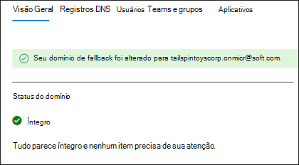 Adicionado com êxito um novo domínio de fallback.