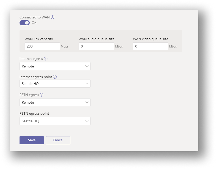 Configurações de saída do site remoto