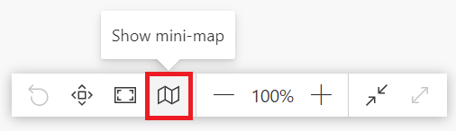 O botão do mini-mapa está disponível no canto inferior direito do painel de visualização do diagrama.
